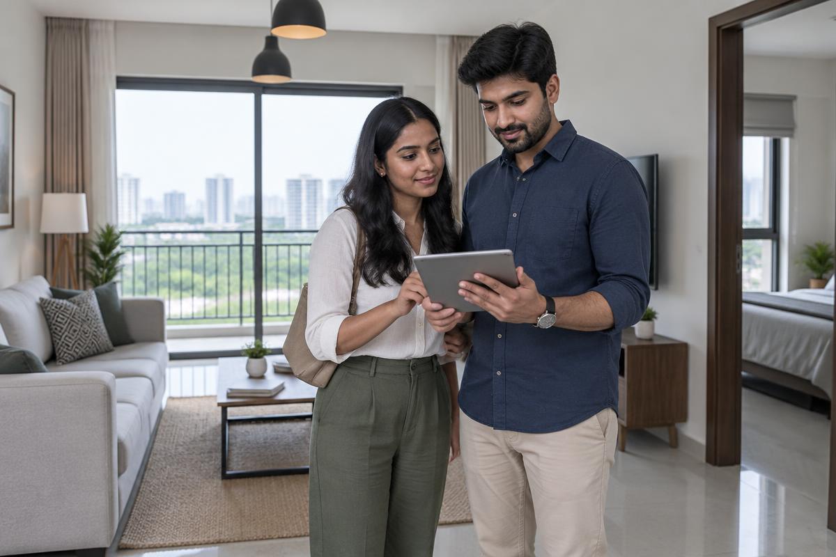 Indian couple exploring property options